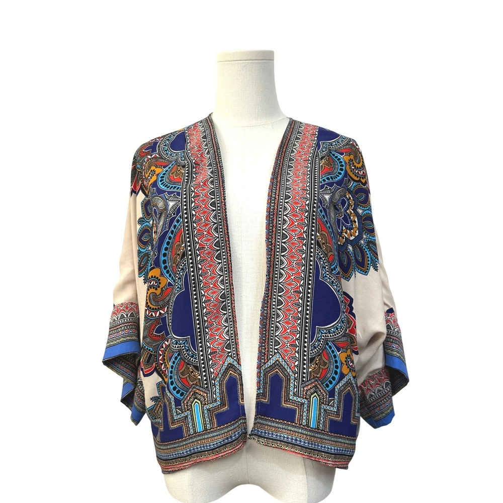 Anthropologie Greylin Printedโ Prerna Mosaic Jacket Kimono XS Dolman Sleeves USA